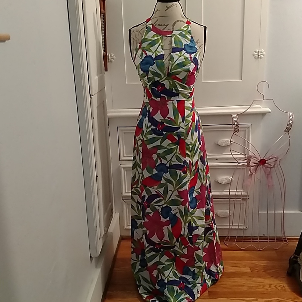 Warehouse cotton print halter dress Sz 6